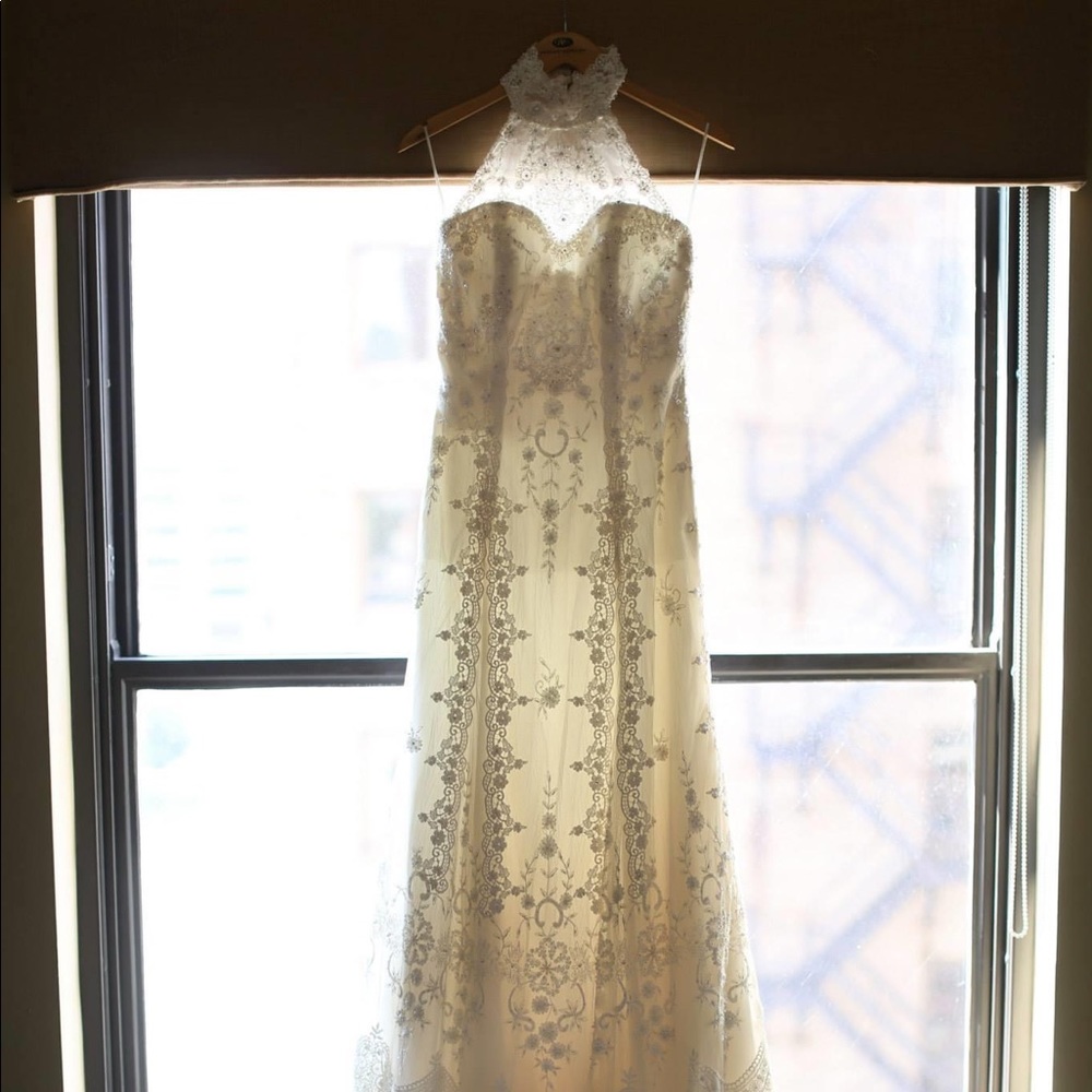 La Sposa by Pronovias High Neck Lace Wedding Dress